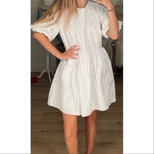 White English Factory Baby Doll Dress w/ Puff Sleeves